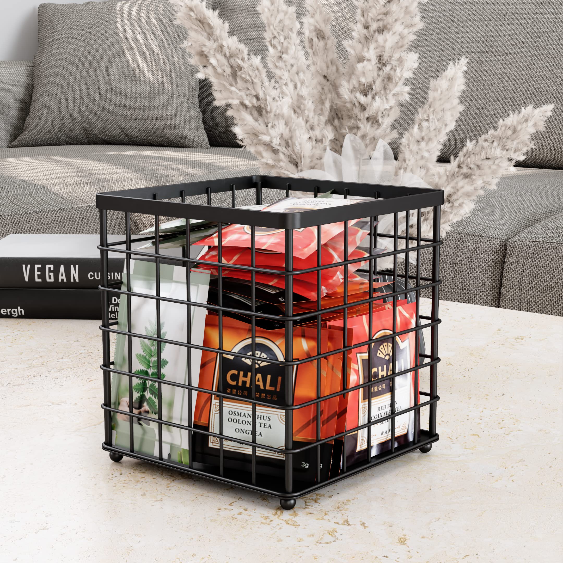 Black Coffee Pod Holder & K Cup Organizer - Countertop Storage Container for Keurig Pods, Creamer & Coffee Bar Accessories | Perfect for Kitchen, Office & Coffee Station Organization