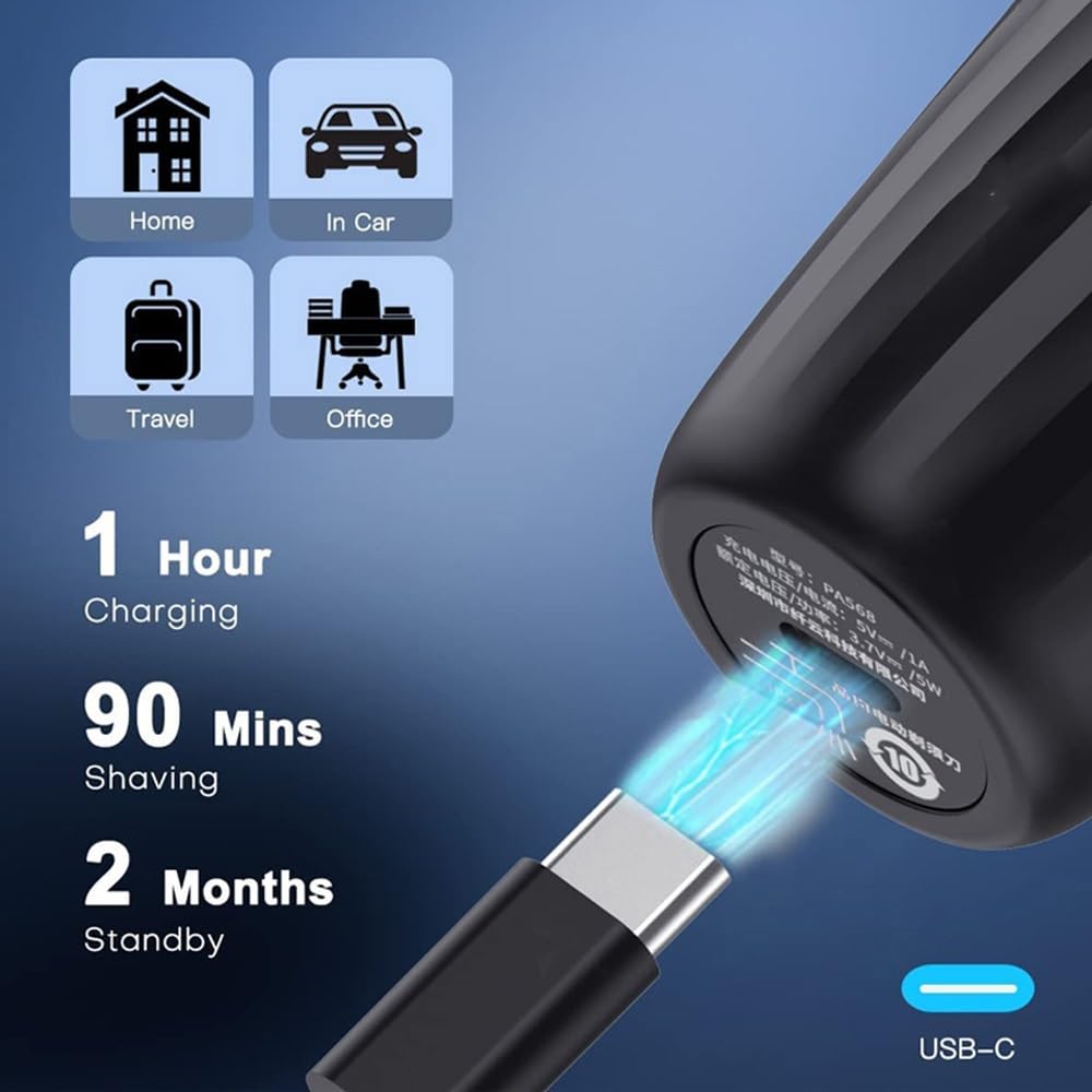 Professional Men's Electric Head Shaver - USB Rechargeable Bald Head Razor & Beard Trimmer for Smooth Shaving | Perfect for Travel, Gym & Daily Grooming Routine