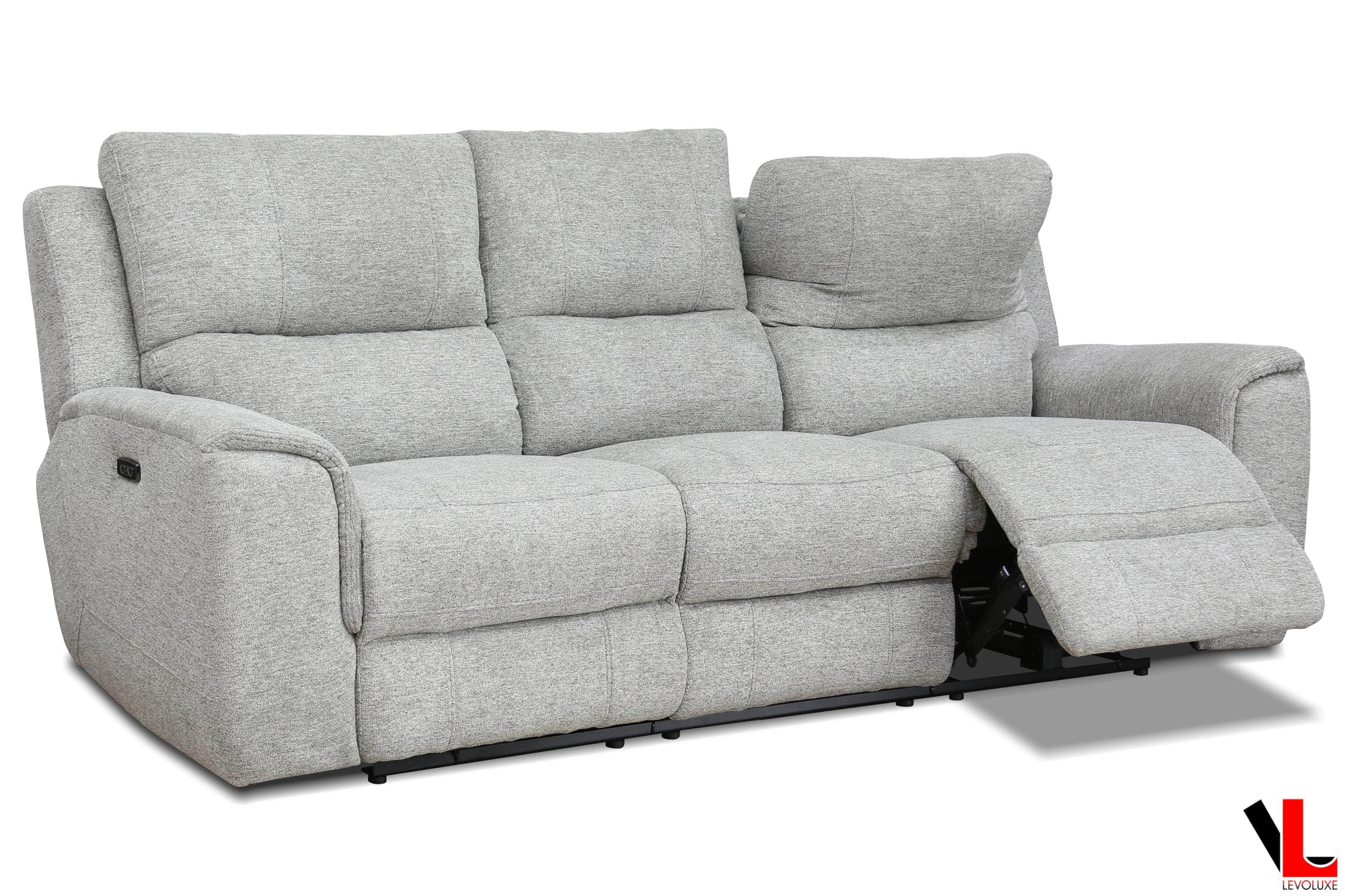 Sentinel 2-Piece Power Reclining Sofa and Loveseat Set with Adjustable Headrests in Tweed Ash Fabric - Perfect for Living Room, Home Theater & Family Movie Nights