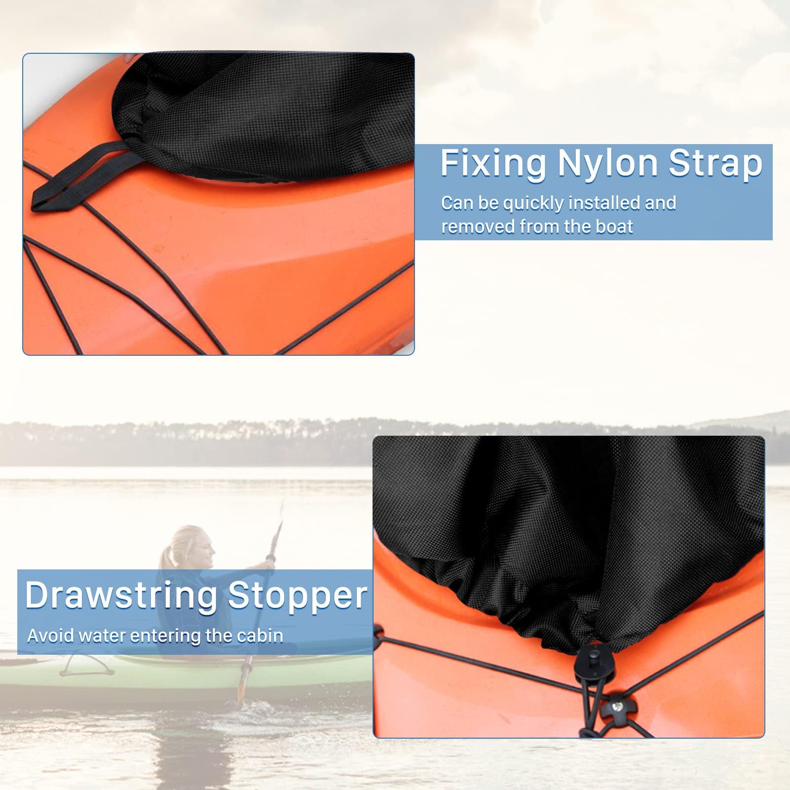 Zerone Universal Adjustable Nylon Kayak Spray Skirt - Waterproof Kayak Spray Cover for Canoeing & Kayaking | Perfect for Whitewater, Sea Kayaking & Water Sports Accessories