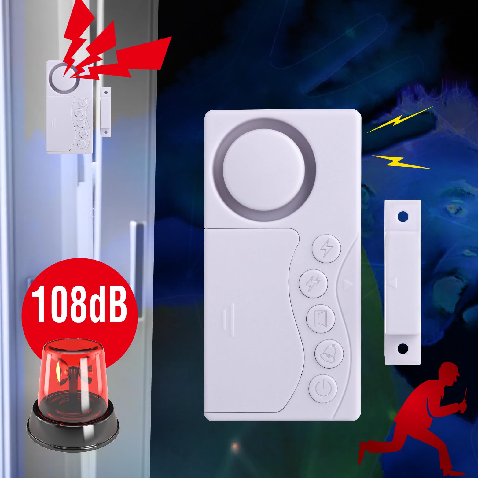 Freezer Door Alarm with Delay - Home Security & Child Safety Sensor for Fridge, Garage & Windows | Dementia & Alzheimer Care Alert | Prevent Accidental Opening & Unauthorized Entry | Ideal for Kitchens, Basements & Elderly Homes