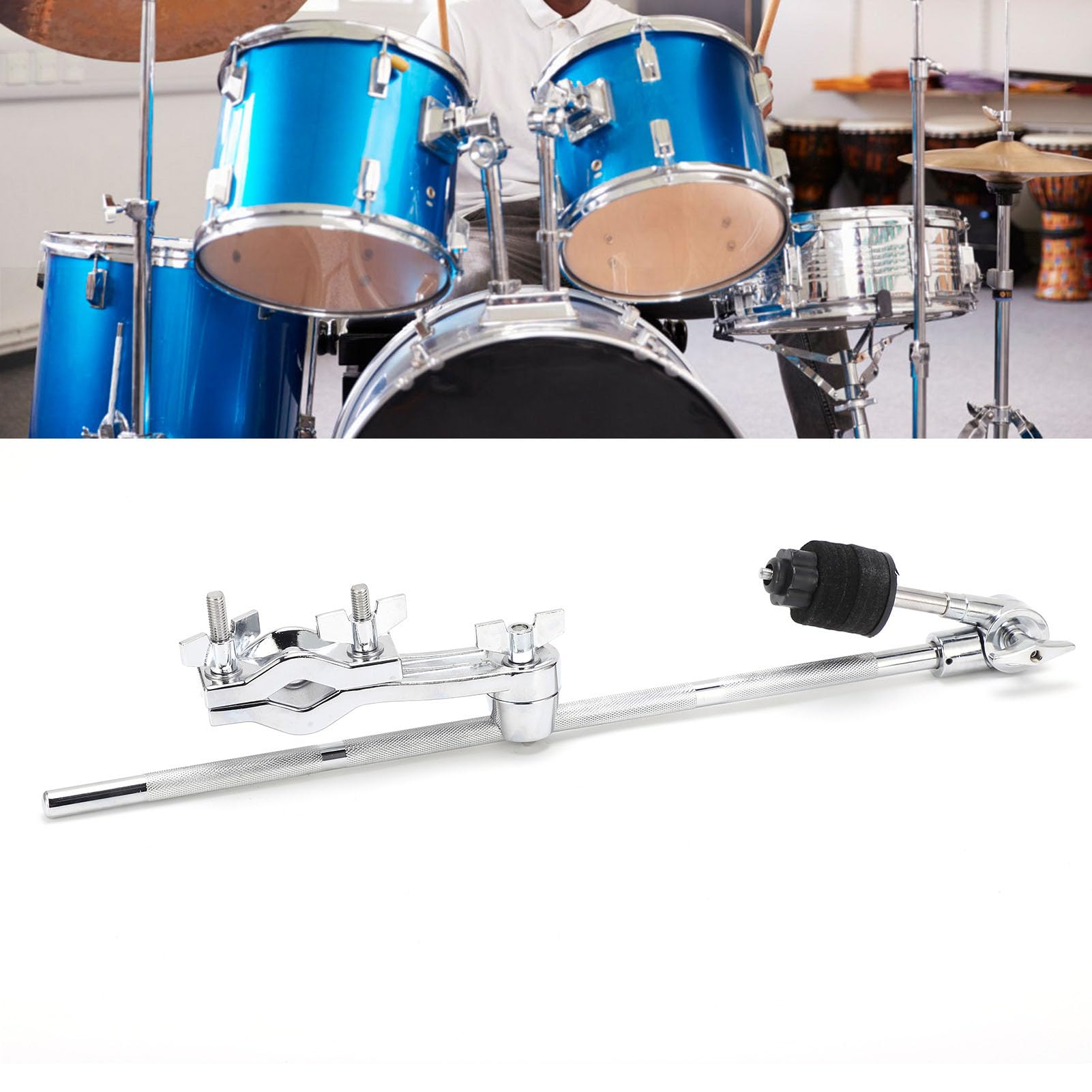 Adjustable Percussion Stand Clamp Holder with Felt Pad - for Cymbals, Cowbells & Handbells