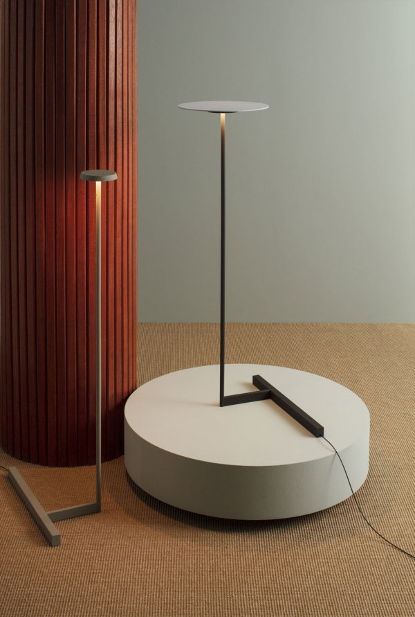 Vibia Modern Flat Floor Lamp - Minimalist LED Standing Light for Living Room, Bedroom & Office - Adjustable Brightness & Warm White Light