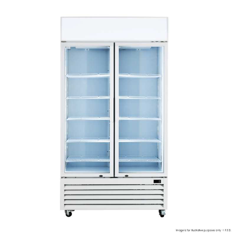 Thermaster Colourbond 2-Door Upright Beverage Refrigerator in White - LG 1000P NSW1965 - Perfect for Home Bars, Offices, and Commercial Use