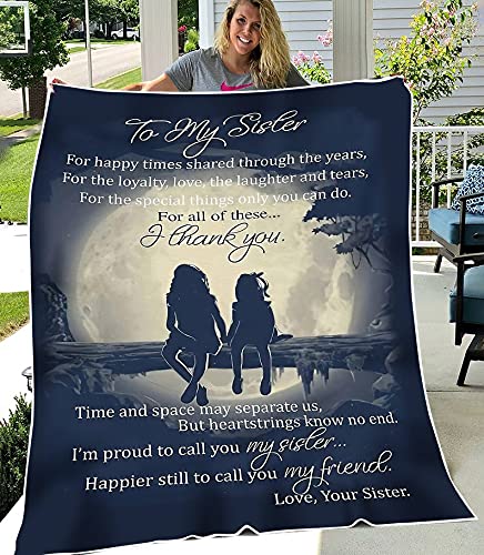 **Personalized Fleece Blanket for Sister - Custom Gift from Sibling, Birthday, Mother's Day, Wedding Anniversary, Graduation Present - Cozy Throw for Snuggling, Movie Nights & Cherished Memories**