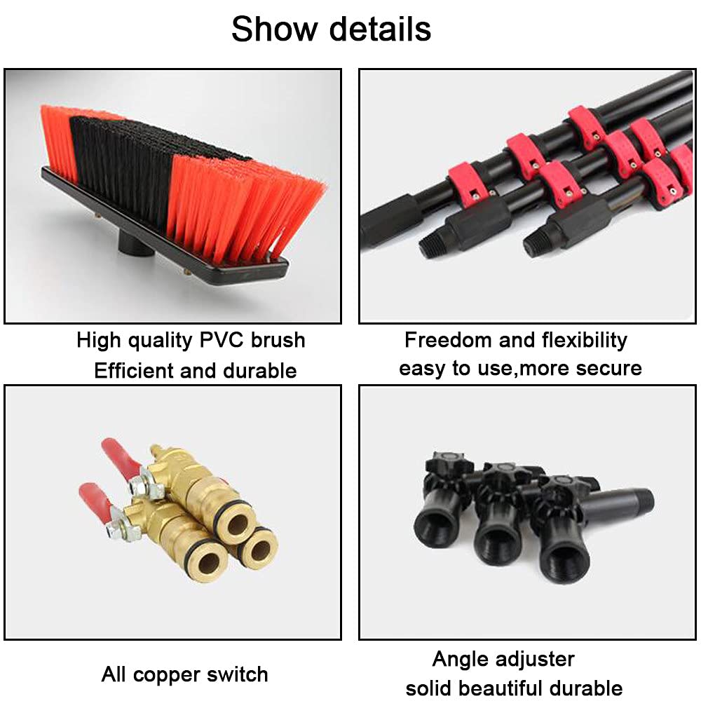 Telescopic Window Cleaning Kit with Solar Panel Brush - Extendable Water Fed Pole System for Home & Commercial Use - Perfect for High Windows, Solar Panels, and Hard-to-Reach Areas