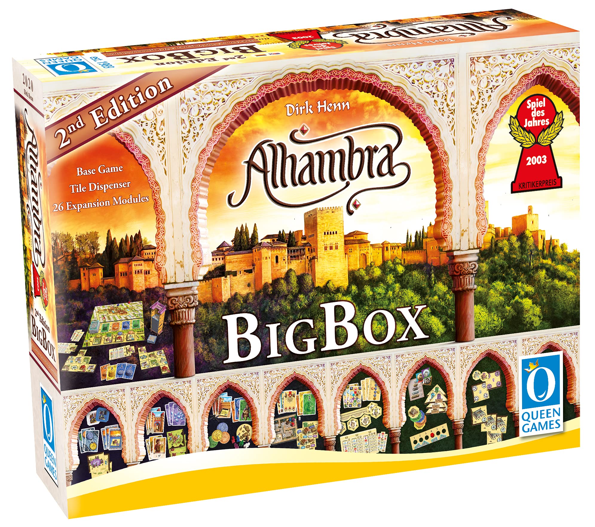 Queen Games 10525 Alhambra 2nd Edition Big Box - Award-Winning Strategy Board Game for Adults & Families | Perfect for Game Nights & Family Gatherings
