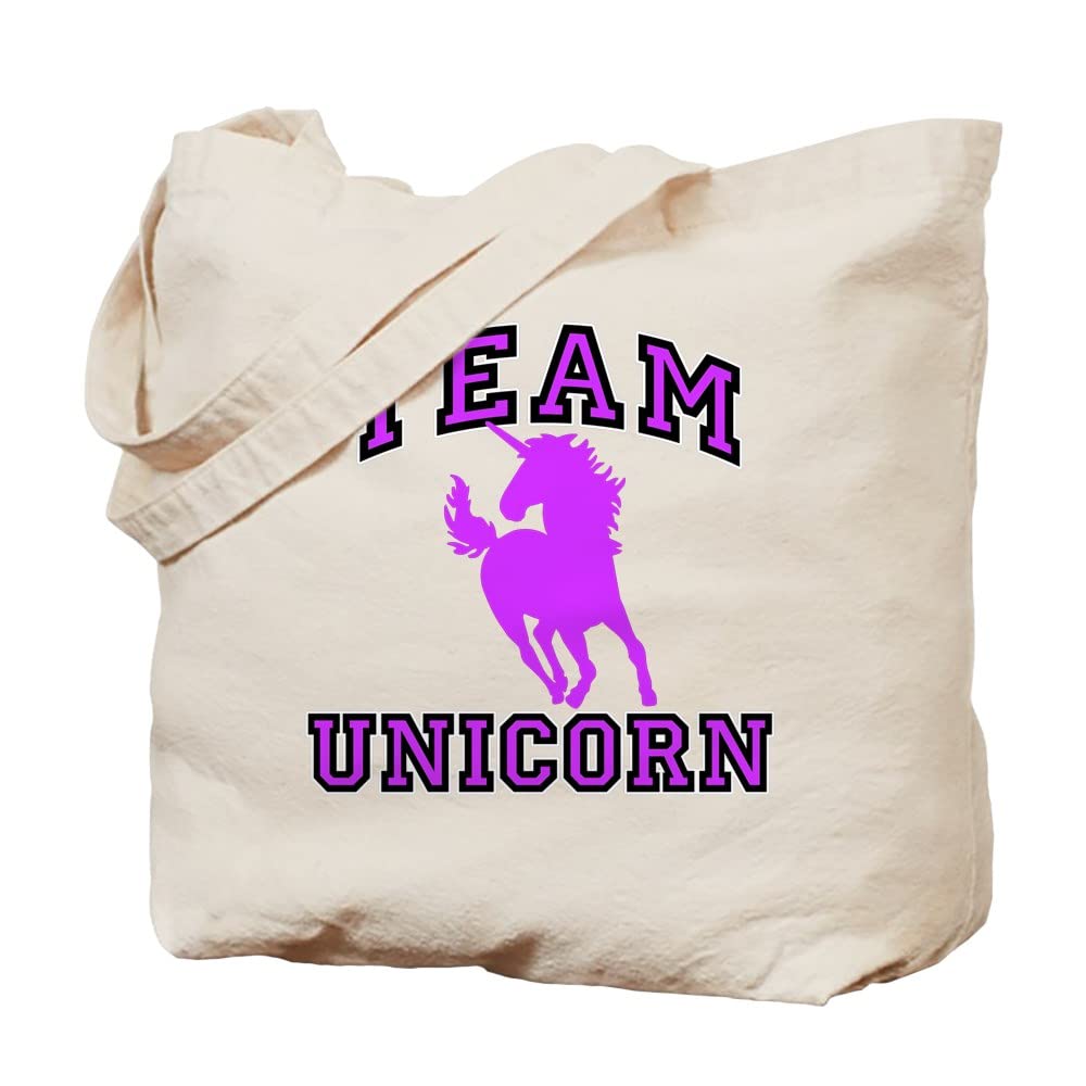 Team Unicorn Natural Canvas Tote Bag - Reusable Shopping Bag for Groceries, Beach & Work - Eco-Friendly Cotton Carryall for Women & Men
