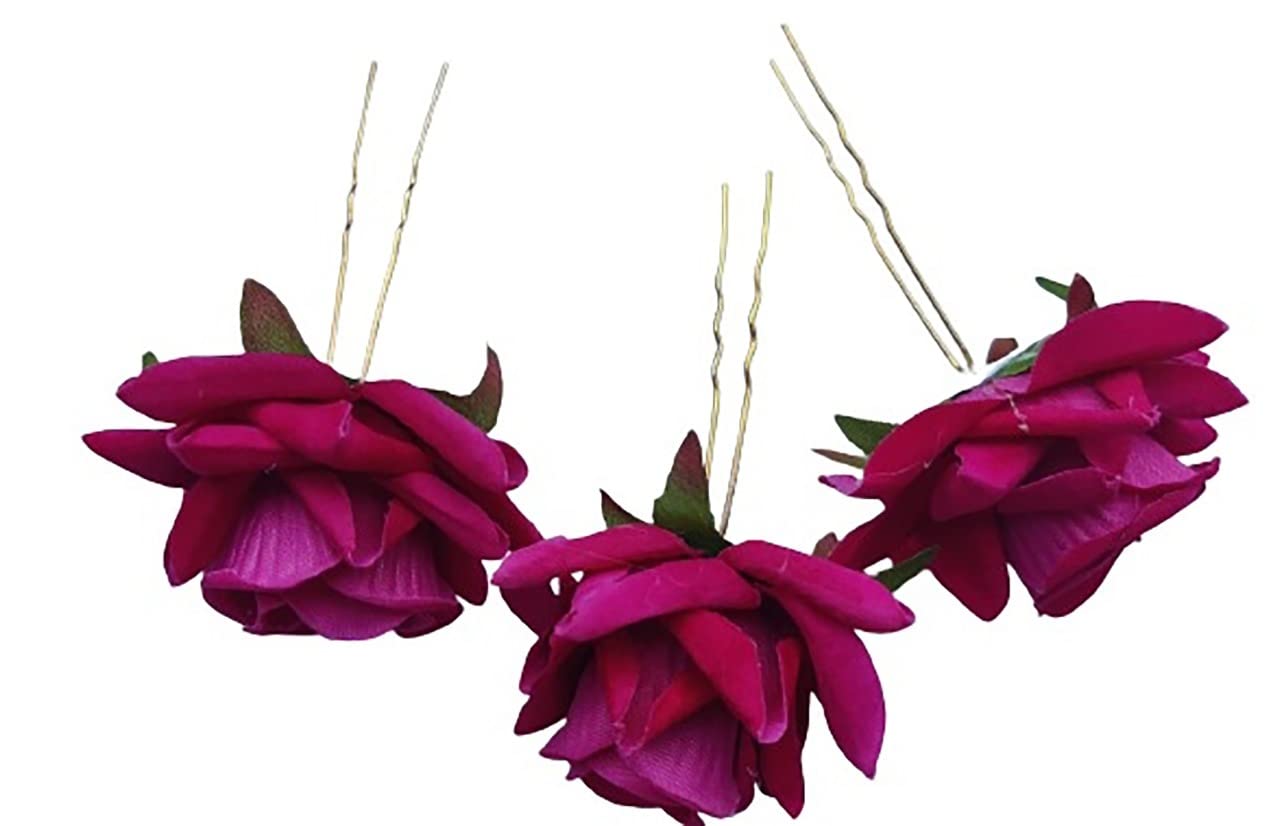 Artificial Mogra Plastic Rose Flowers - Dark Pink Fake Roses for Home Decor, Wedding, Party & Gifts | Girls & Women's Decorative Accessories