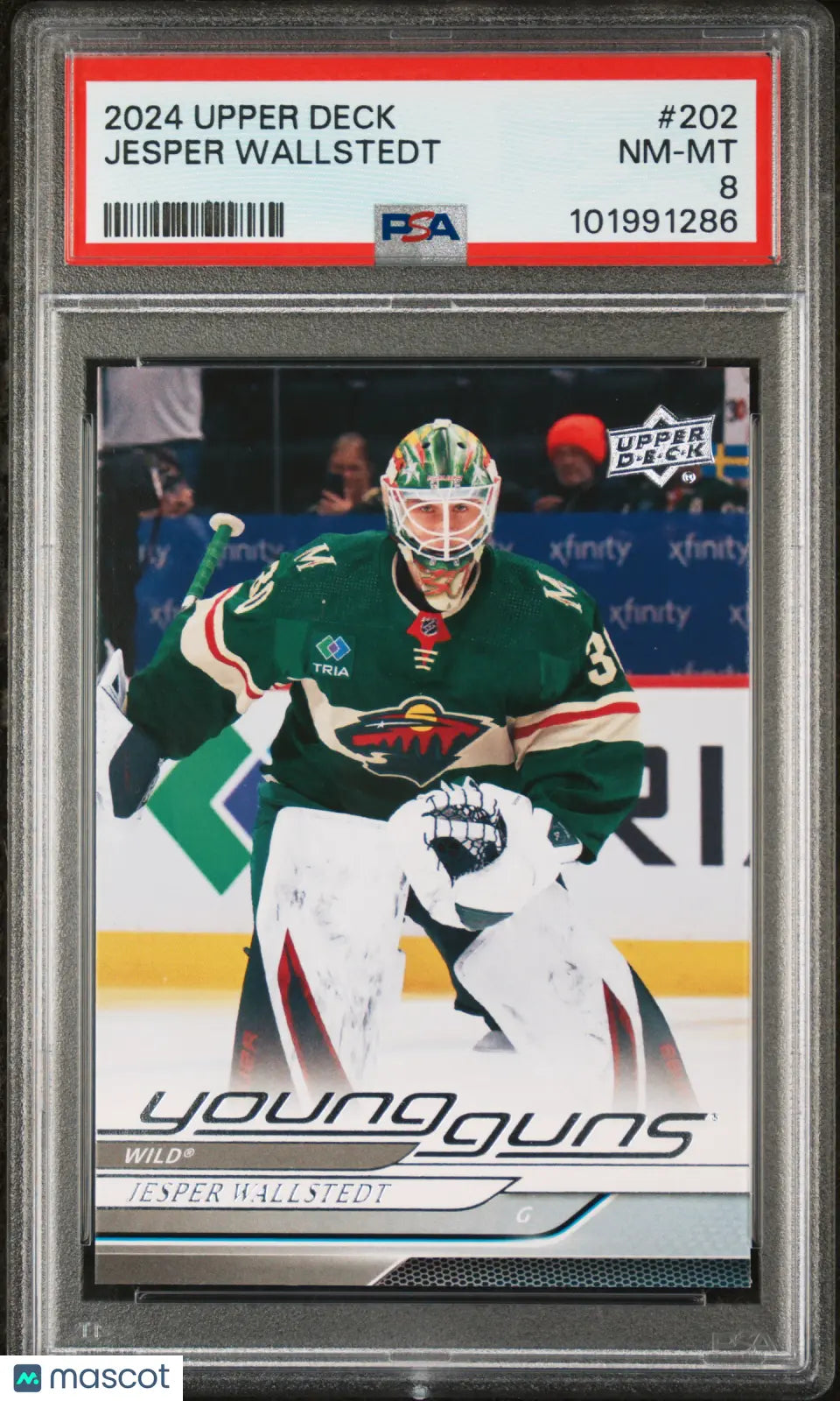 2024-25 Upper Deck Series 1 Hockey Jesper Wallstedt Young Guns PSA 8 Graded Rookie Card - Perfect for Collectors, Investors & Hockey Fans Display
