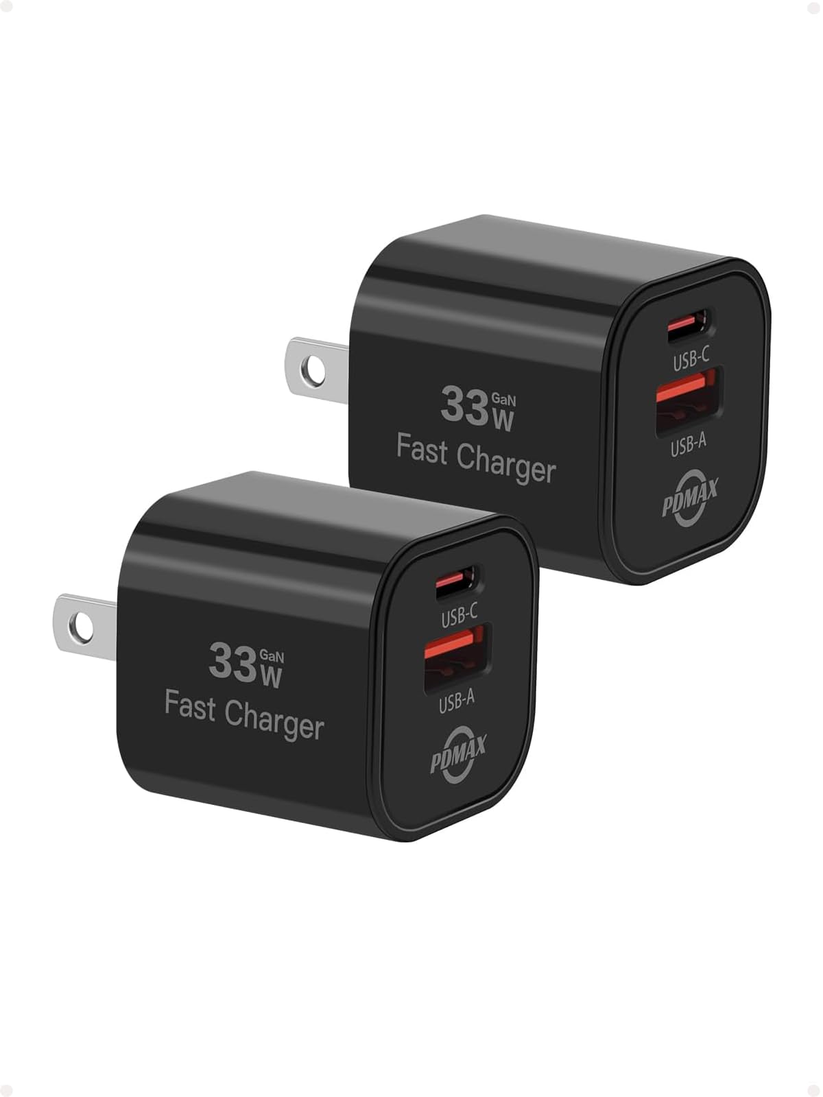 PDMAX 33W Dual Port USB C Charger Block - Fast Charging USB-C & USB-A Wall Adapter with PPS Technology | ETL Certified | Compatible with iPhone 16/15/14, Samsung Galaxy S23/S22, Google Pixel 8/7, iPad Pro/Air | Perfect for Home, Office & Travel Charging