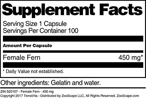 Female Fern - 450mg Herbal Supplement (100 Capsules, 2-Pack) for Women's Health & Hormonal Balance - Supports Menstrual Comfort & Menopause Relief