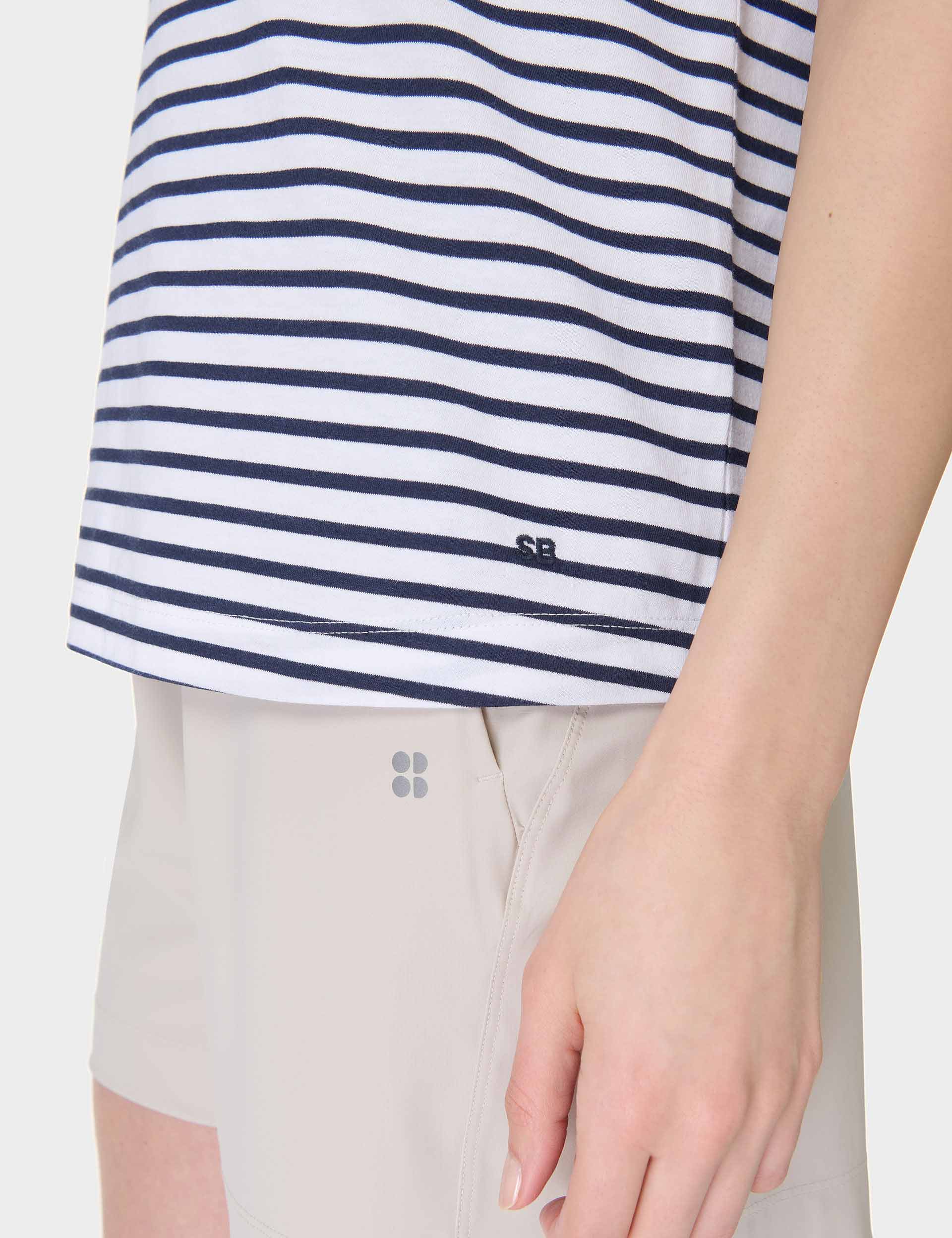Essential Sleeveless Vest for Women - White & Navy Striped Casual Tank Top | Perfect for Summer, Layering, and Outdoor Activities