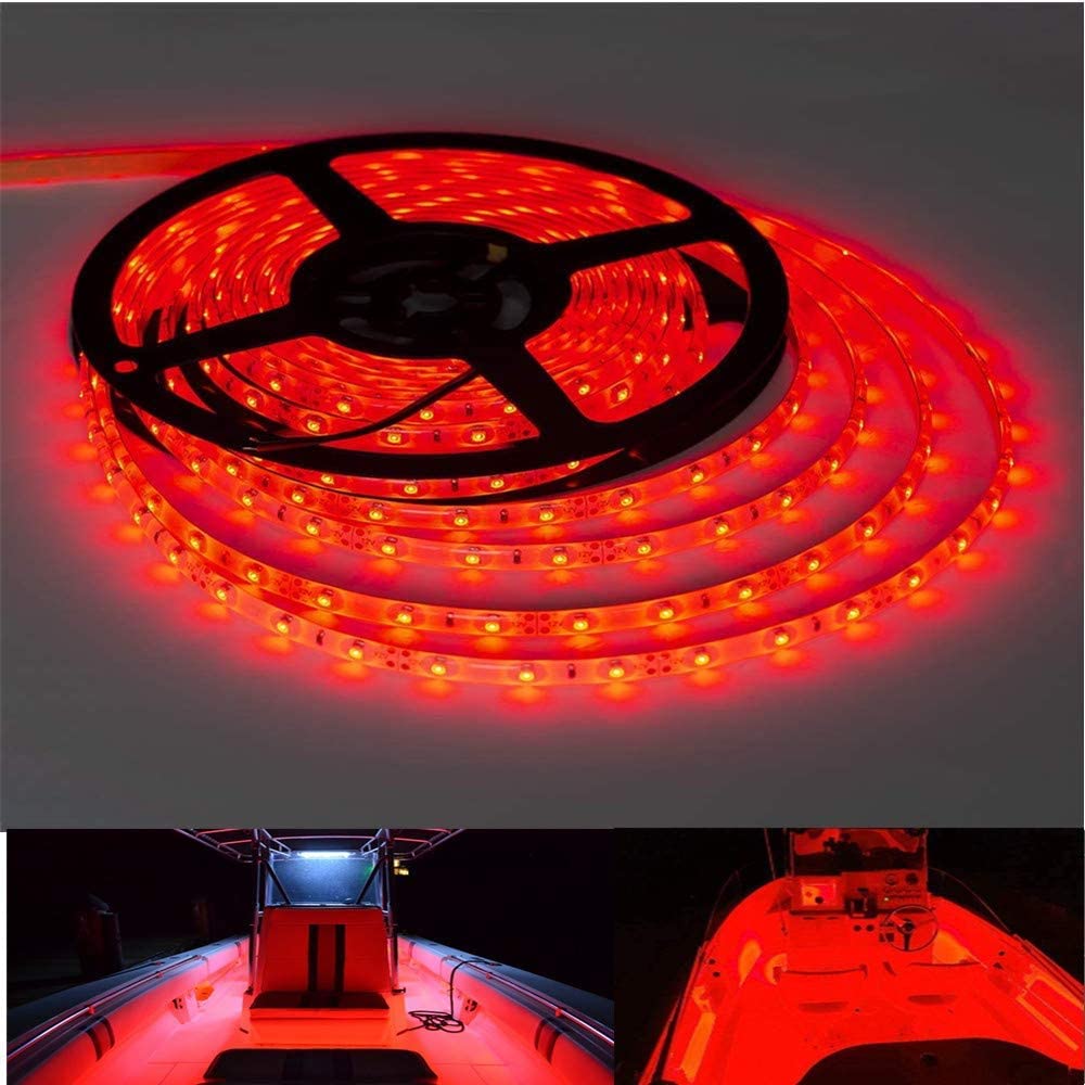 25FT Waterproof LED Boat Lights - Marine Pontoon Strip Lights for Deck & Interior, Under Gunnel & Night Fishing | Durable Boat Accessories (Red) - Perfect for Pontoon Boats, Yachts & Nighttime Fishing Adventures
