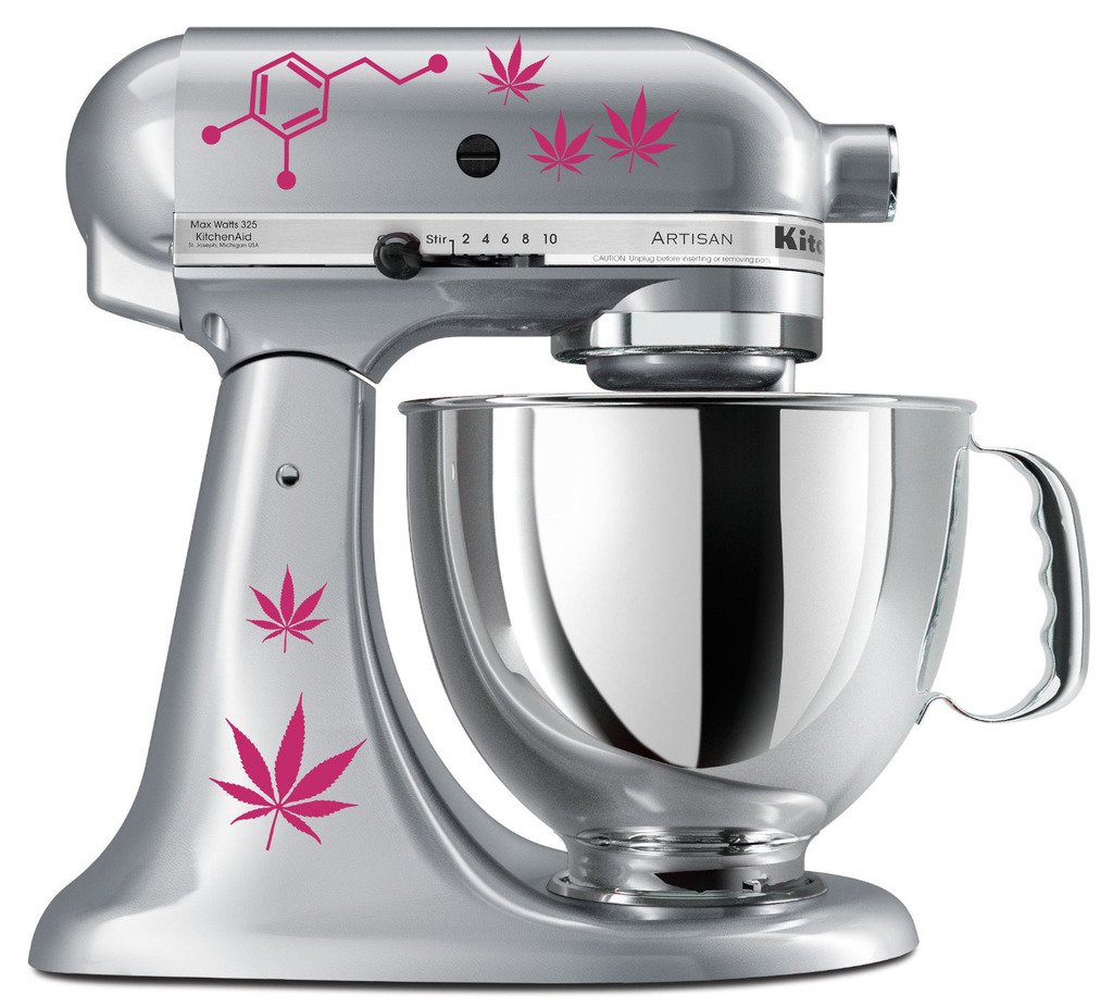 Dopamine Marijuana Pot Leaf Vinyl Decal Stickers for Kitchen Mixers - Hot Pink (Magenta) - Perfect for Blenders, Stand Mixers & Appliances - Fun Kitchen Decor & Cannabis Enthusiast Gifts