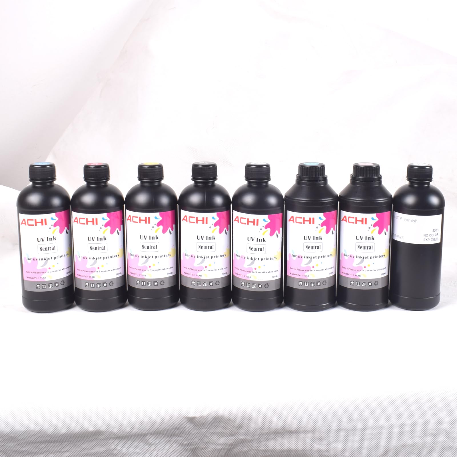 8X500ML UV Ink for UV 6090 Printer - High-Quality CMYKWV + Varnish+LC+LM Ink Set Compatible with XP600, TX800, TX300, DX4-DX10 Printers - Perfect for Printing on Metal, Wood, Glass - Ideal for Signage, Home Decor & Industrial Applications