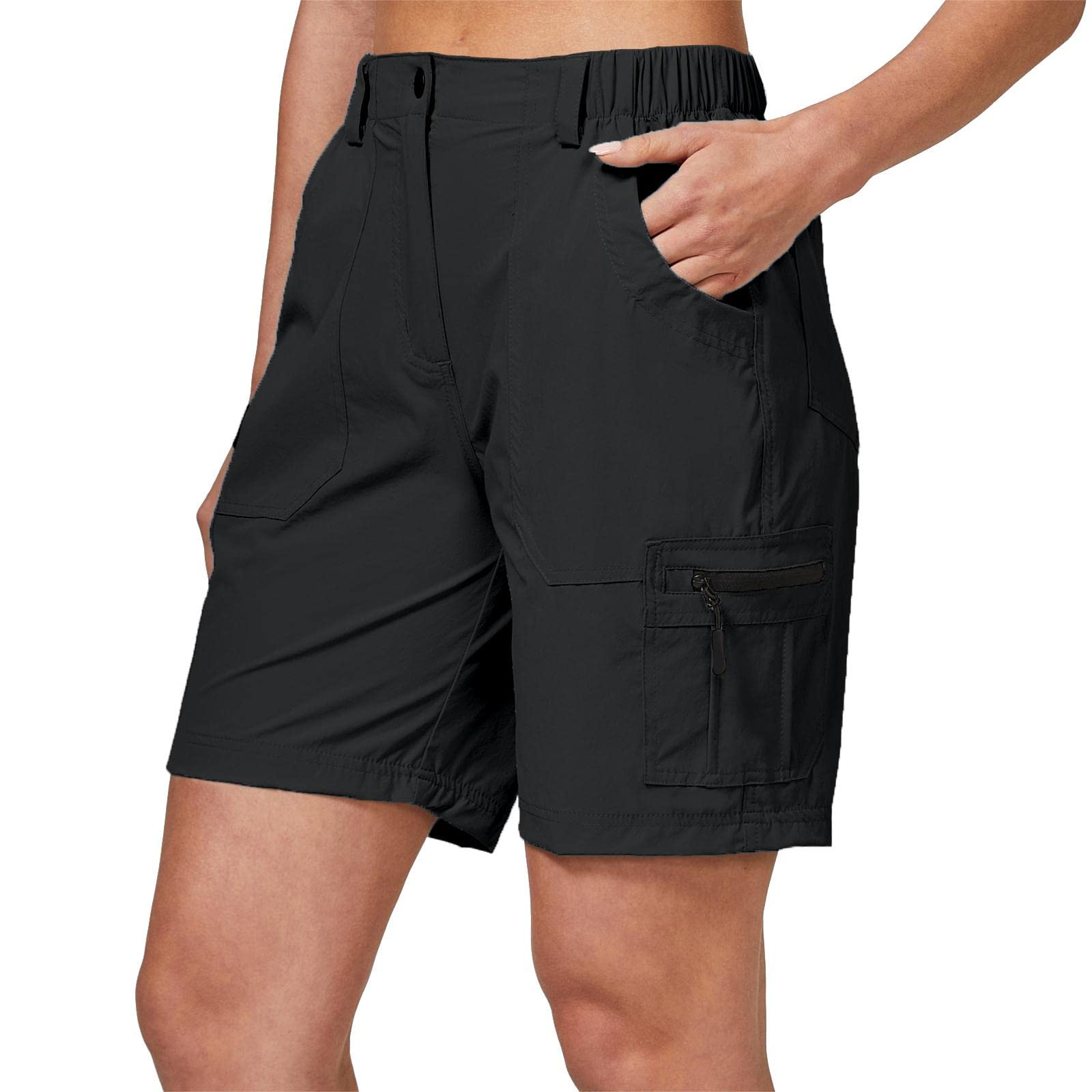 ChinFun Women's Stretch Cargo Shorts - Lightweight Quick-Dry Hiking Shorts with 6 Pockets & Water Resistant Fabric - Perfect for Outdoor Adventures, Camping & Travel