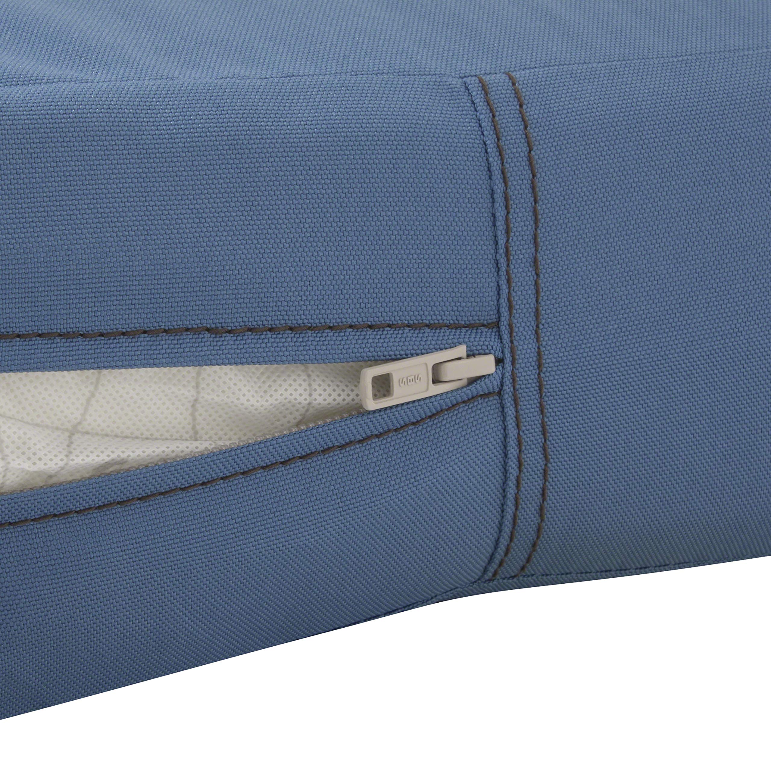 Water-Resistant Patio Chair Cushion Cover 18x18x2 Inch - Classic Accessories Ravenna Empire Blue - Outdoor Furniture Seat Cushion Replacement for Deck, Poolside & Garden Use