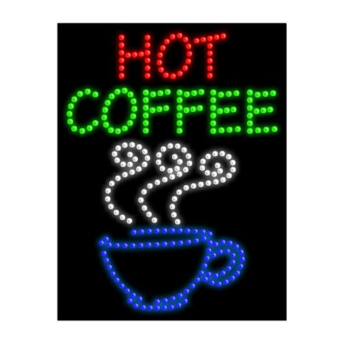 Hot Coffee LED Dots Sign #21732 - Energy Efficient Cafe Decor Light for Restaurants, Coffee Shops & Home Bars - Perfect for Commercial Use & Cozy Home Ambiance