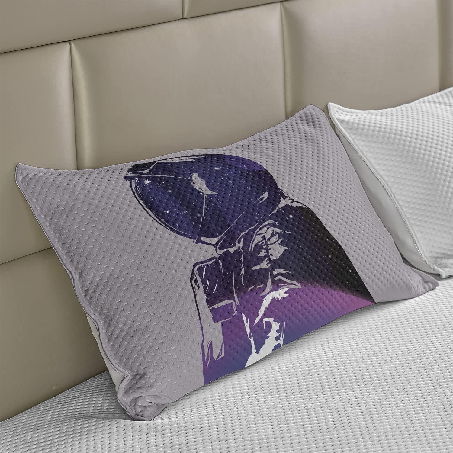 Ambesonne Outer Space Knitted Quilt Pillow Cover - Astronaut & Star Clusters Celestial Design, King Size 36