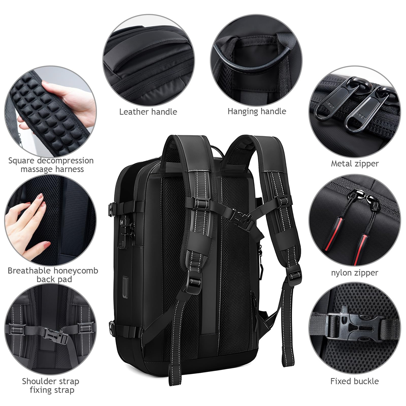 Airpack Backpack with USB Charging Port & Removable Vacuum Bag - Travel Laptop Backpack with Compression System, Built-in Lock & Air Pump - Perfect for Business Trips, Vacations & College Use