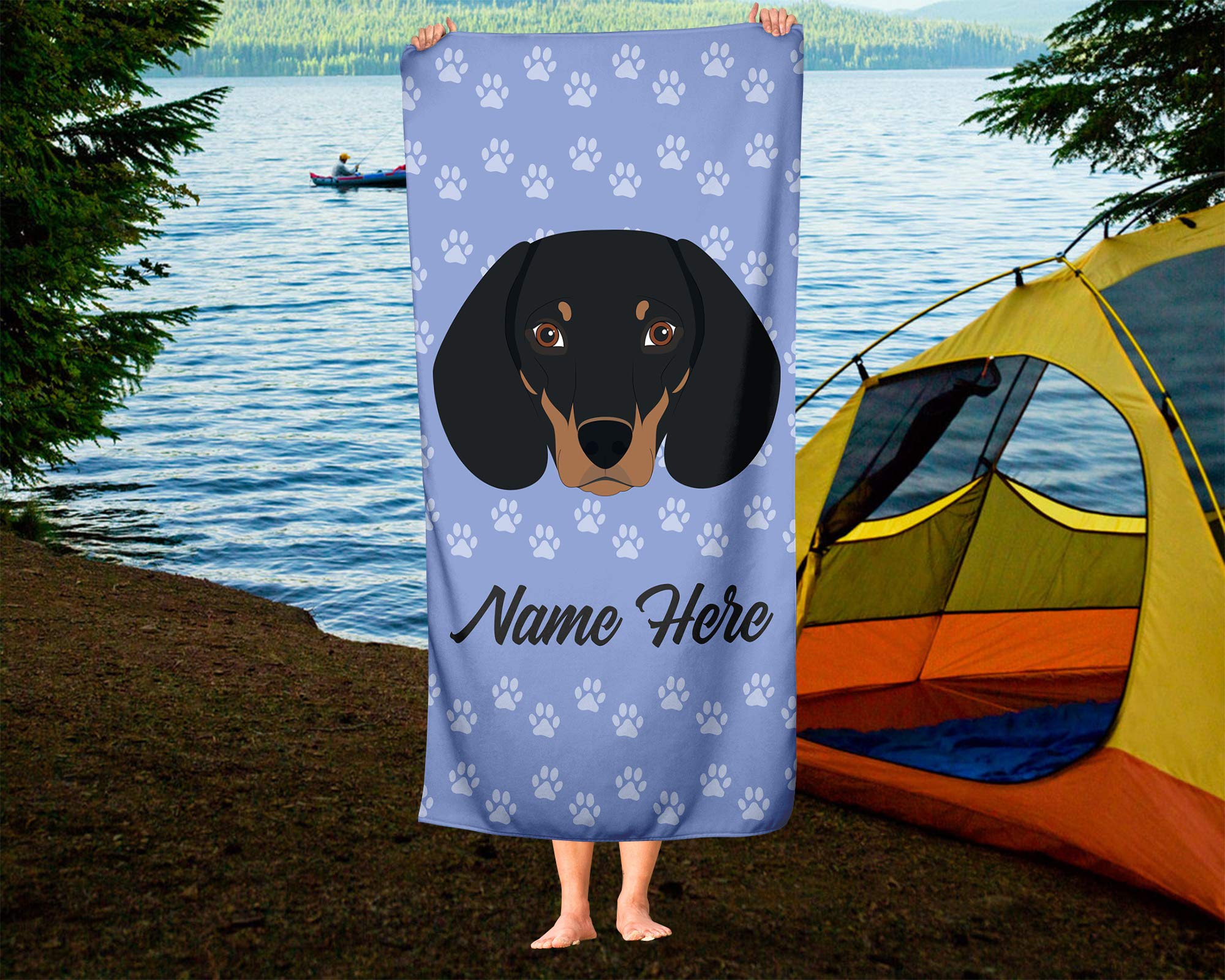 Custom Dachshund Face Beach & Bath Towels - Large & Medium Sizes - Personalized Wiener Dog Towels for Adults & Kids - Perfect for Travel, Pool, Spa & Home Use