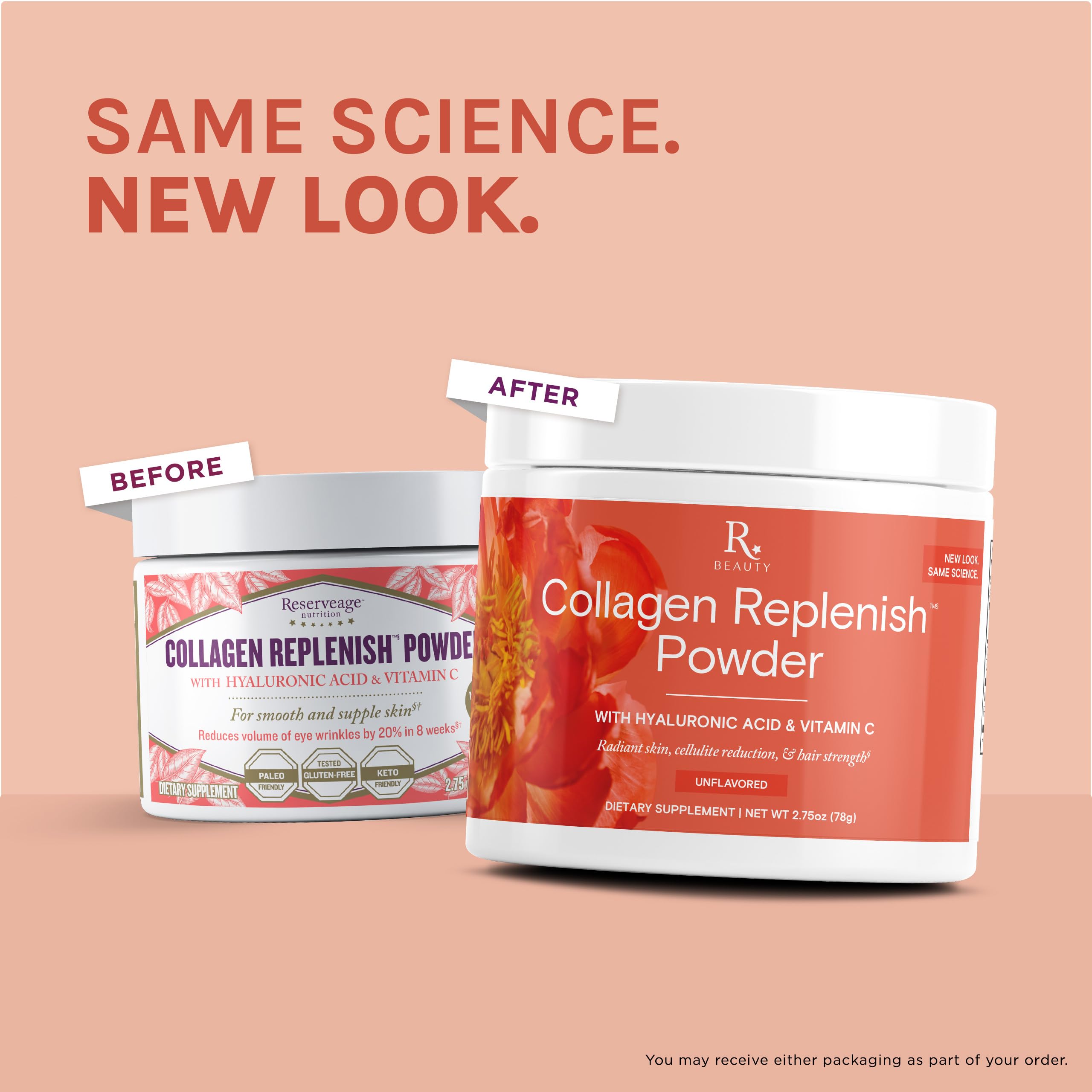 Reserveage Nutrition Collagen Replenish Powder with Hyaluronic Acid & Vitamin C - Flavorless Collagen Supplement for Glowing Skin, Stronger Hair & Cellulite Reduction - Easy to Mix - 2.75 oz - Perfect for Smoothies, Coffee & Daily Beauty Routine