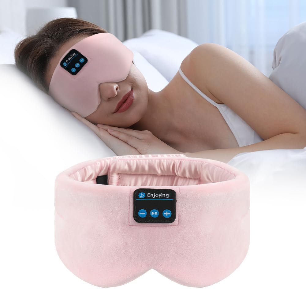 SYPVRY Adjustable Bluetooth Sleep Mask with Wireless Headphones - Soft Eye Cover for Sleeping, Meditation & Insomnia Relief - Comfortable Night Mask for Side Sleepers & Airplane Travel (Pink) | Perfect for Relaxation, Stress Relief & Long Flights