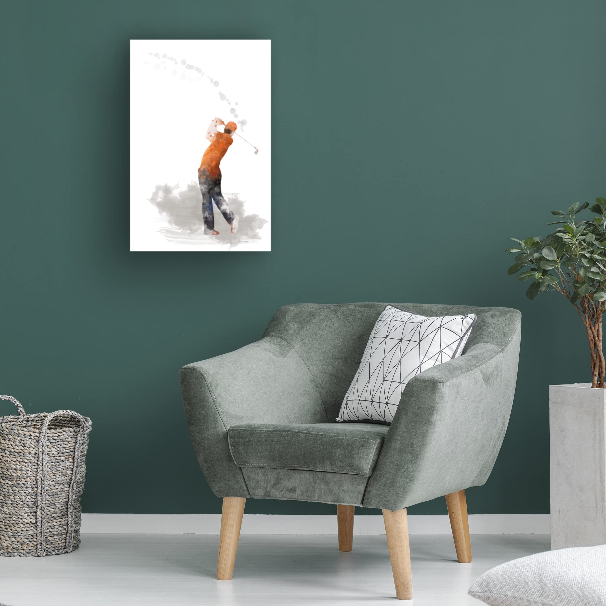 Trademark Fine Art 'Golf Player 1' by Marlene Watson - Premium 16x24 Inch Canvas Wall Art - Perfect for Home, Office Decor & Golf Lovers Gift