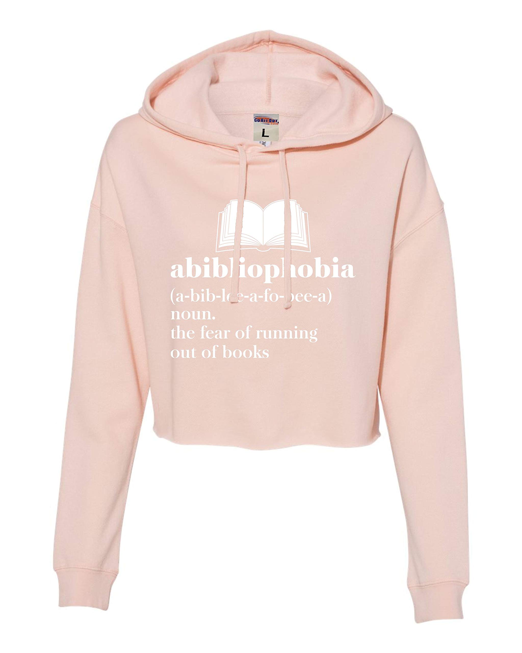 Go All Out Women's Abibliophobia Cropped Hooded Sweatshirt - Trendy Oversized Pullover for Casual Wear, Street Style & Loungewear