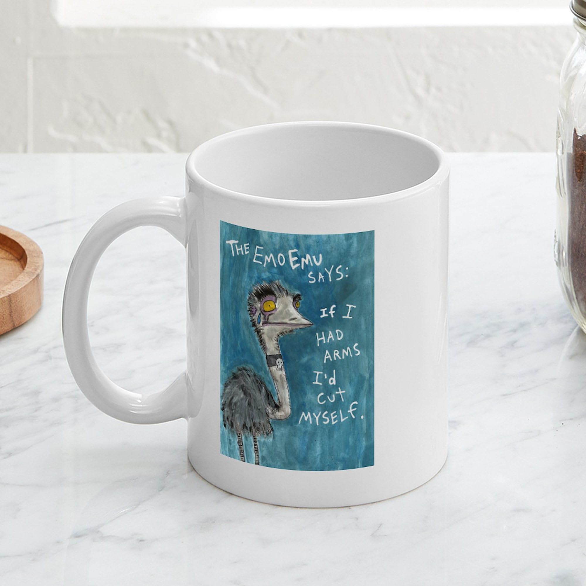 Emo Emu Ceramic Coffee Mug 11 oz (325 ml) - Funny & Unique Gift for Emo Fans, Coffee Lovers - Perfect for Home, Office & Gifts