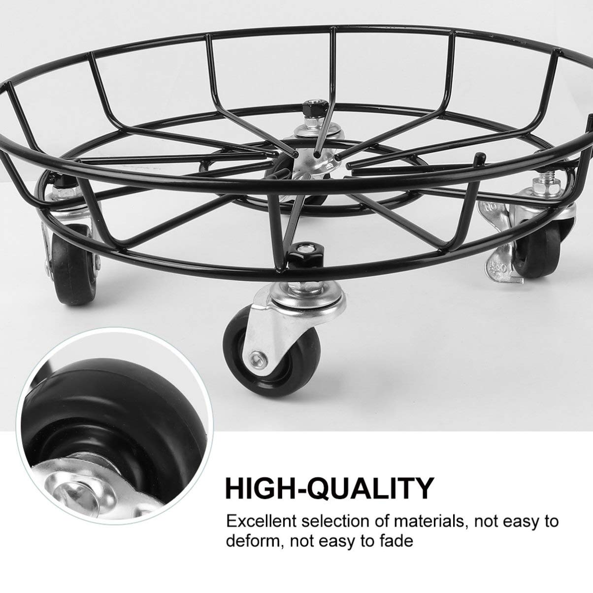 Iron Flower Pot Stand with Wheels - Heavy Duty Plant Holder & Mover for Indoor/Outdoor Potted Plants - Perfect for Decorative Plant Coasters, Garden Decor & Easy Mobility