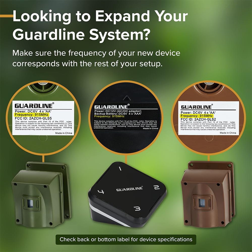 Guardline 500ft Wireless Driveway Alarm System - 4 Weatherproof Motion Detector Sensors & 1 Receiver | Outdoor Home Security Alert for Driveway, Garage, Shed & Property Protection | Ideal for Rural Homes, Farms & Large Properties