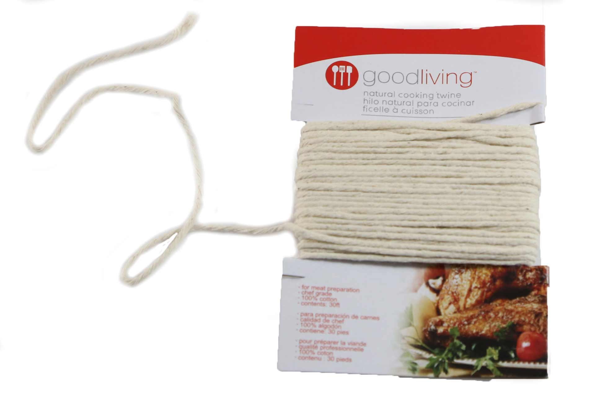 Good Living 100% Natural Cotton Oven-Safe Cooking Twine - 1 Pack - Kitchen String for Roasting, Tying Meat & Baking - Perfect for Turkey, Chicken & DIY Crafts
