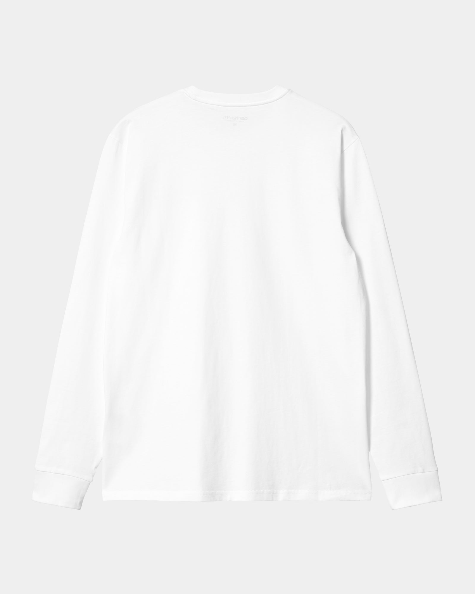 Premium Long Sleeve Pocket T-Shirt for Men - Comfortable Cotton Crew Neck Casual Shirt - White - Ideal for Work, Travel & Everyday Wear