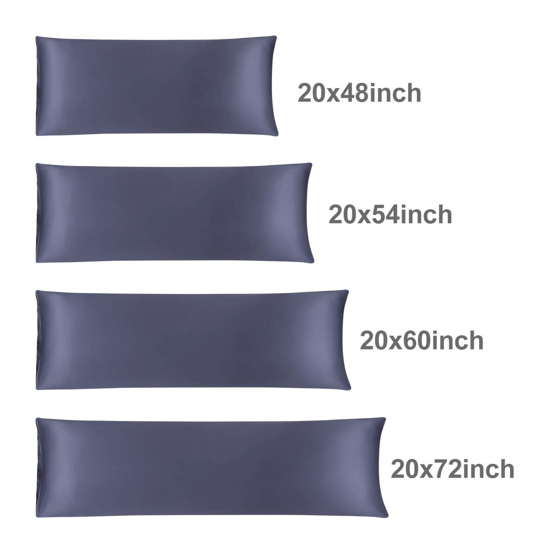 uxcell 20x60 Inch Slate Gray Silky Satin Body Pillow Cover - Luxury Cooling Anti-Wrinkle Pillowcase for Hair & Skin Care | Perfect for Sleeping, Travel, and Home Comfort