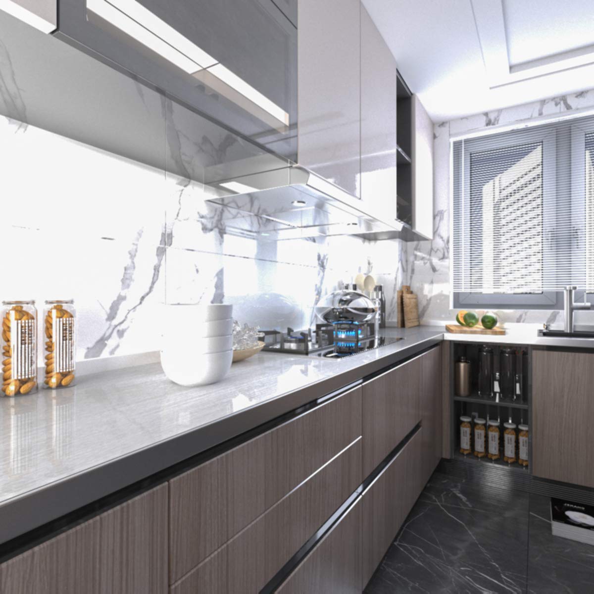 Premium Silver Contact Paper for Refrigerator & Dishwasher - Stainless Steel Metallic Look Peel & Stick Wallpaper | Thickened Waterproof, Oil Proof, Self-Adhesive & Removable | Perfect for Kitchen Backsplash, Cabinet Liners & DIY Home Decor