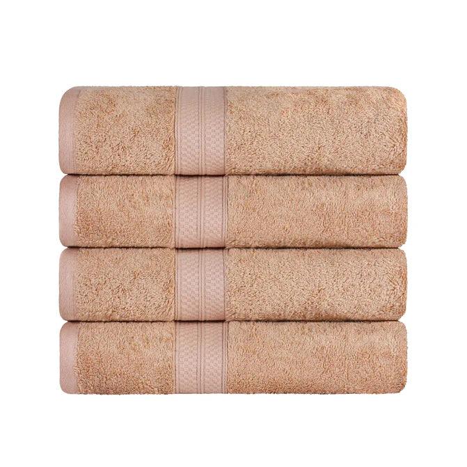 Ultra Soft Rayon Bamboo Cotton Blend 4-Piece Bath Towel Set | Highly Absorbent & Quick-Drying | Perfect for Spa, Bathroom & Beach Use