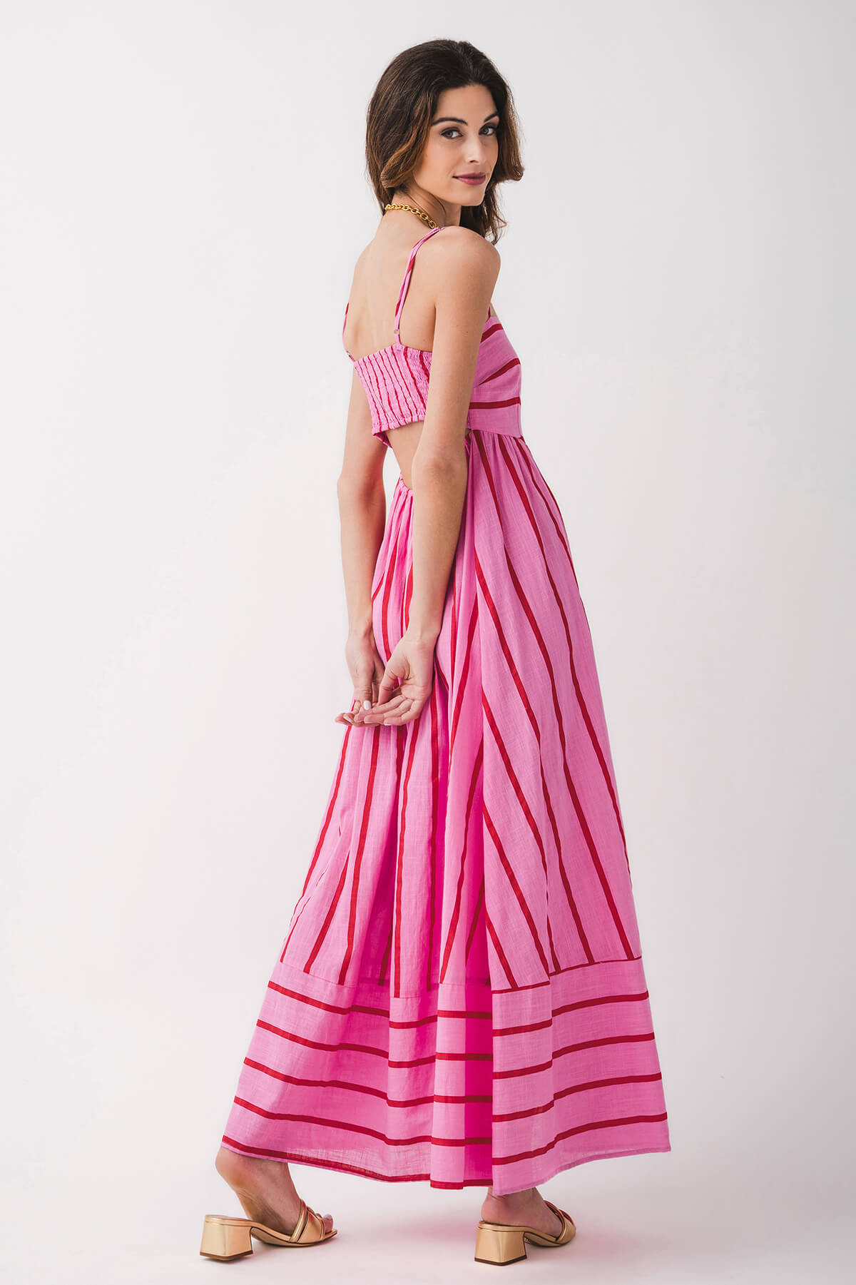 By Together Lynsey Striped Maxi Dress - Women's Flowy Long Summer Dress with Side Slits | Perfect for Beach Vacations, Date Nights & Casual Outings