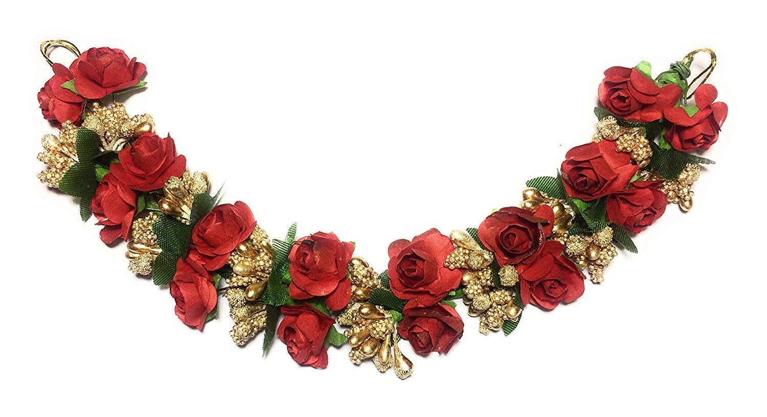 AAINAA Artificial Flower Hair Gajra for Women - Bridal Hair Accessories Set of 2 (Red & Yellow) - Perfect for Weddings, Parties & Traditional Hairstyles