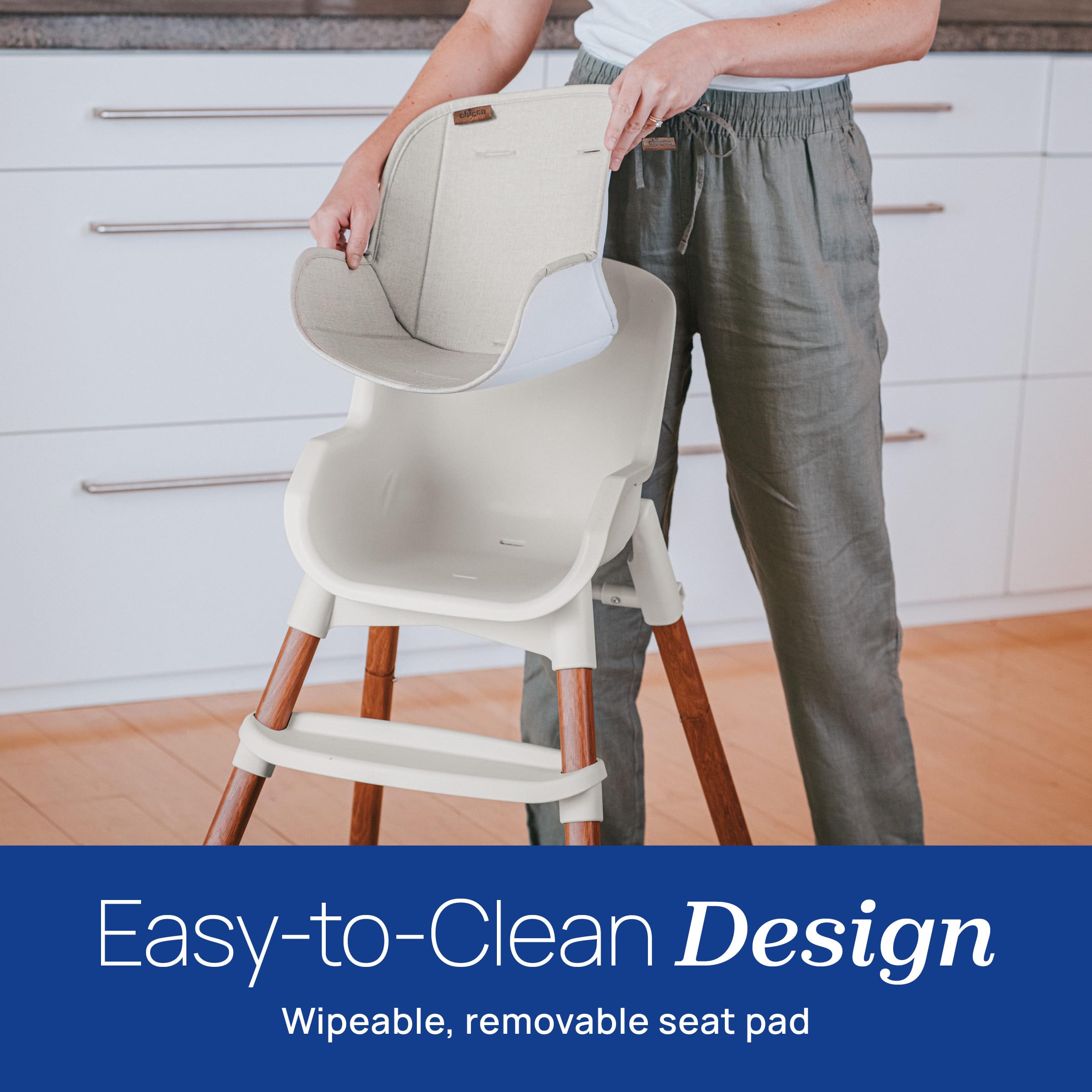 Chicco Zest™ LE 4-in-1 Folding High Chair - Convertible Baby Feeding Chair, Toddler Seat & Youth Stool | Easy to Clean, Space-Saving Design | Perfect for Dining, Kitchen & Travel (Crema/White)