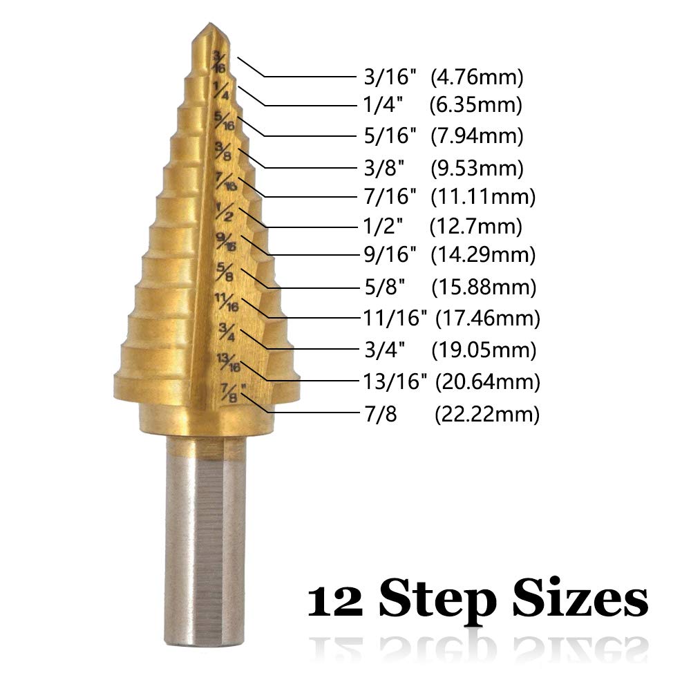 Saiper Titanium Step Drill Bit Set - 3/16