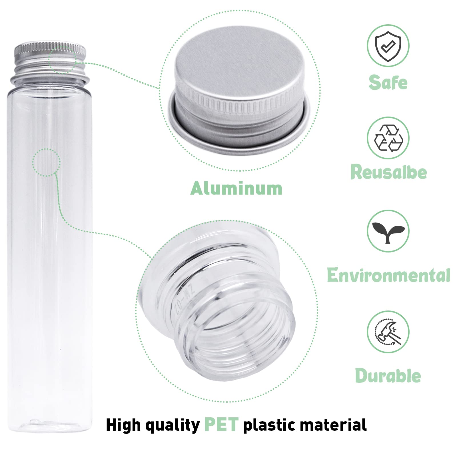 24 Pcs 115ml Clear Plastic Test Tubes with Caps - Flat Bottom Bath Salt Containers for Candy Storage, Gumball Dispensing, Plant Propagation & Jewelry Organizing - Perfect for DIY Crafts, Science Experiments & Party Favors