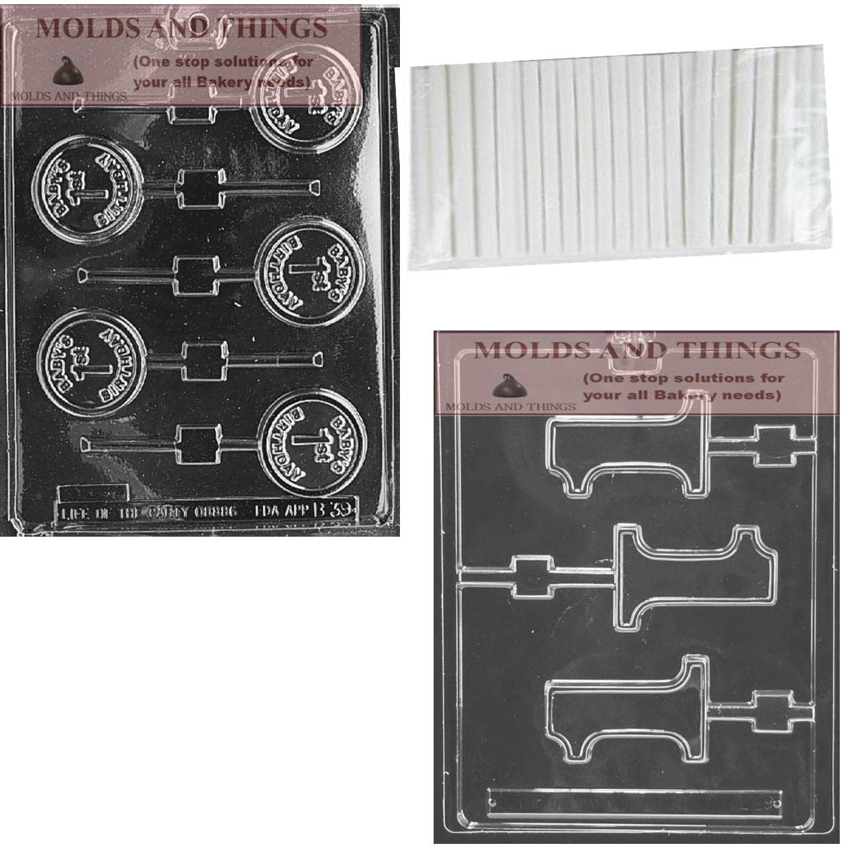 Baby's 1st Birthday Chocolate Lollipop Mold Set - Number 1 Candy Mold with 50 Sticks & Step-by-Step Instructions for DIY Candy Making | Perfect for Birthday Parties, Baby Showers & Special Celebrations