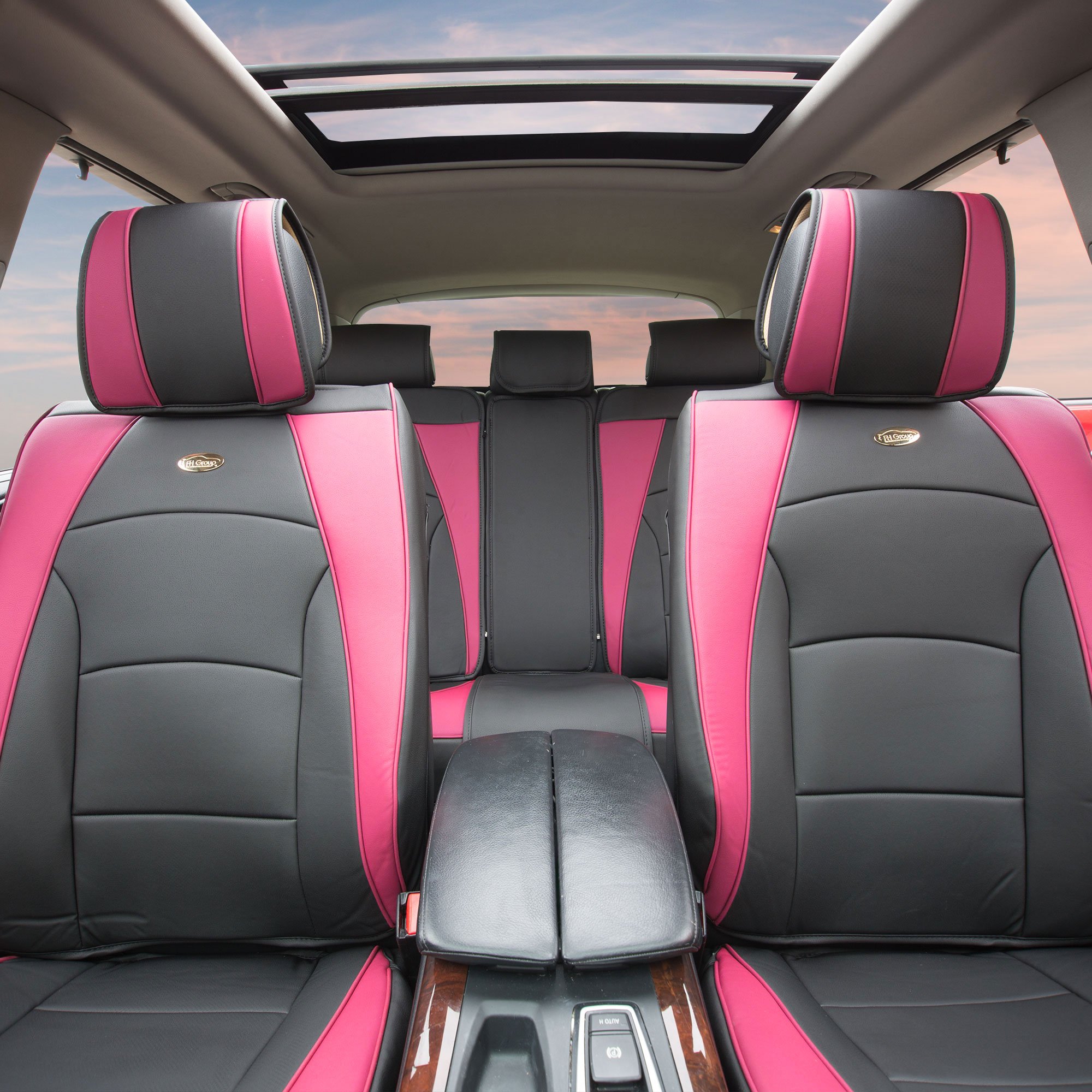 FH Group Pink Deluxe Leatherette Car Seat Cover - Universal Fit Waterproof Seat Protector for Cars, Trucks & SUVs | Premium Auto Accessories for Comfort & Style | Perfect for Daily Commute, Road Trips & Family Travel
