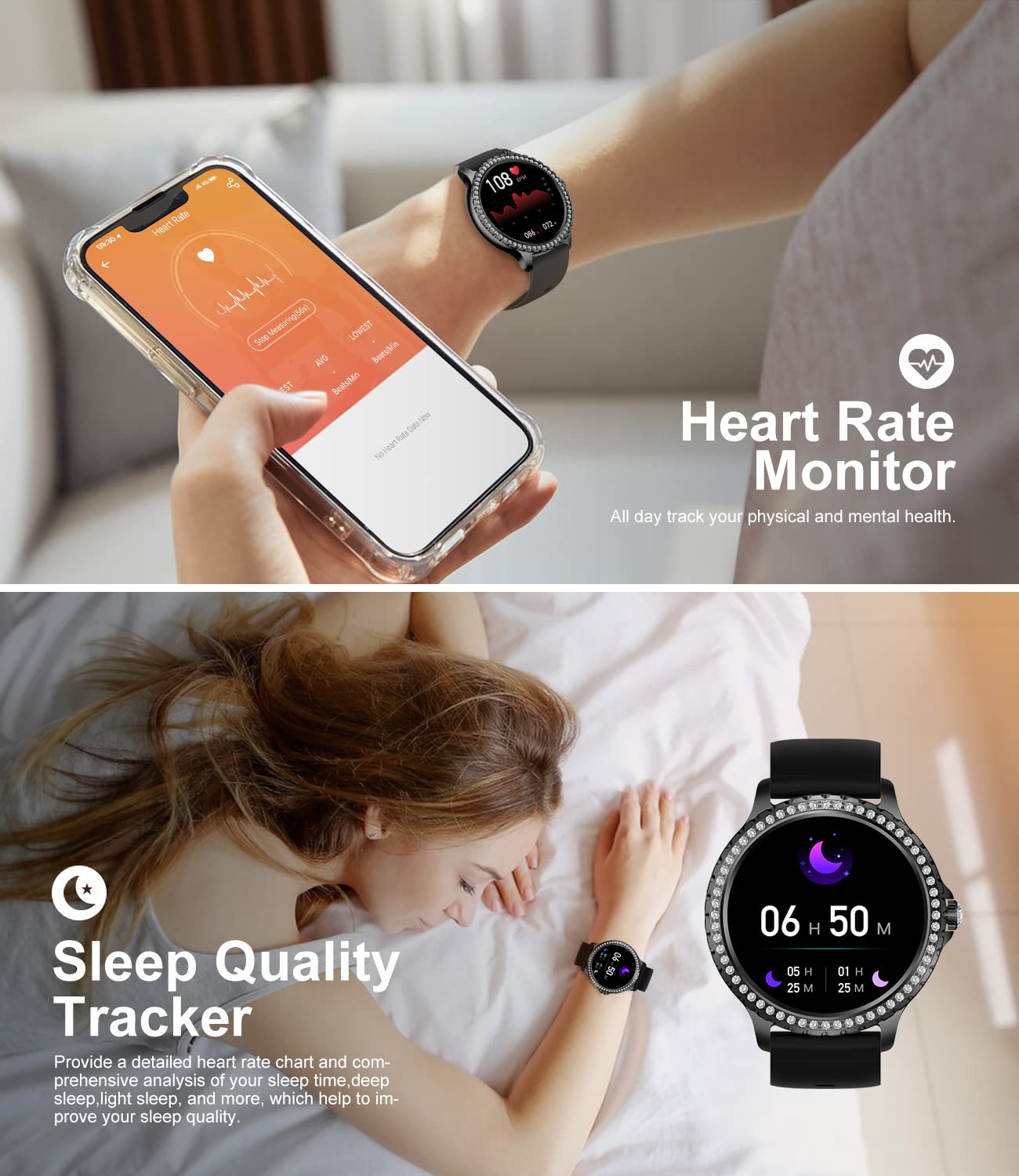 Elegant Diamond Smart Watch for Women - 1.32