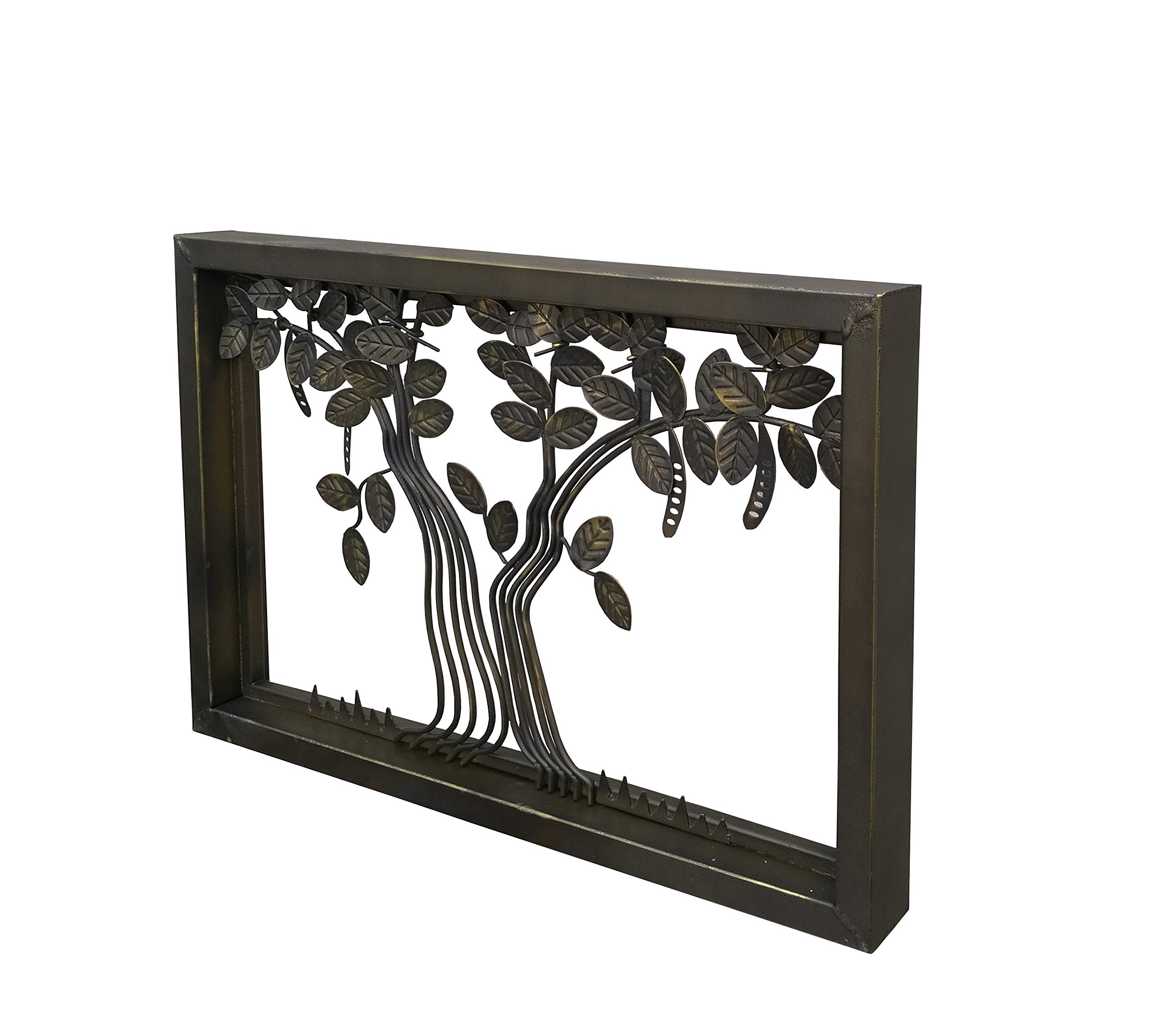 FixtureDisplays® Bronze Finish Tree of Life Wall Art - Handcrafted Acacia Wood and Metal Wire Sculpture - Spiritual Home Decor for Living Room, Bedroom & Office