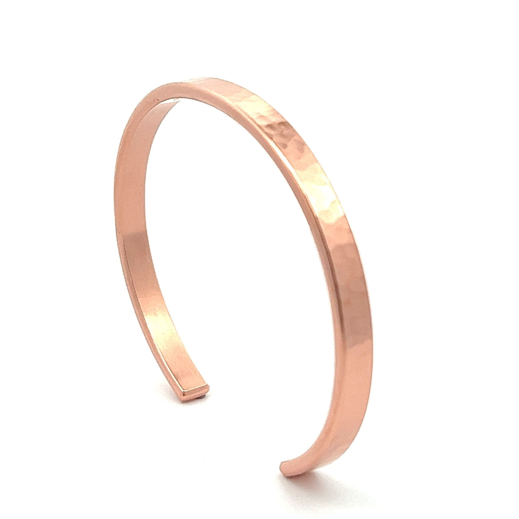 Men's Hammered Copper Cuff Bracelet - 5mm Wide Handmade Bangle for Casual & Formal Wear - Perfect Gift for Him