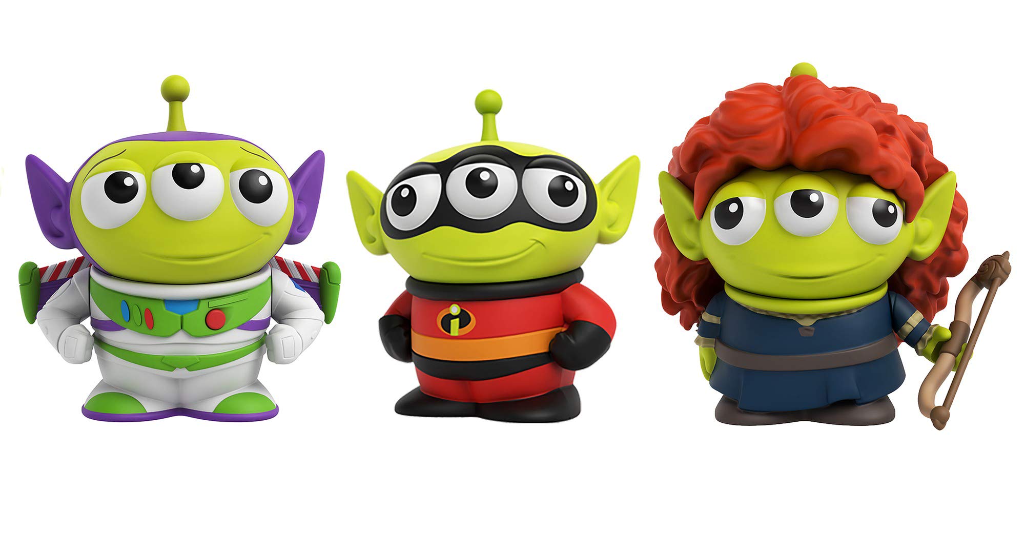 Pixar Alien Remix 3-Pack Action Figures - Mr. Incredible, Buzz Lightyear & Merida - 3-Inch Retro Toy Story Collectibles in Pizza Box Packaging - Perfect Gift for Kids Ages 3+ | Birthday Party Favors, Disney Movie Merchandise, Collectible Display