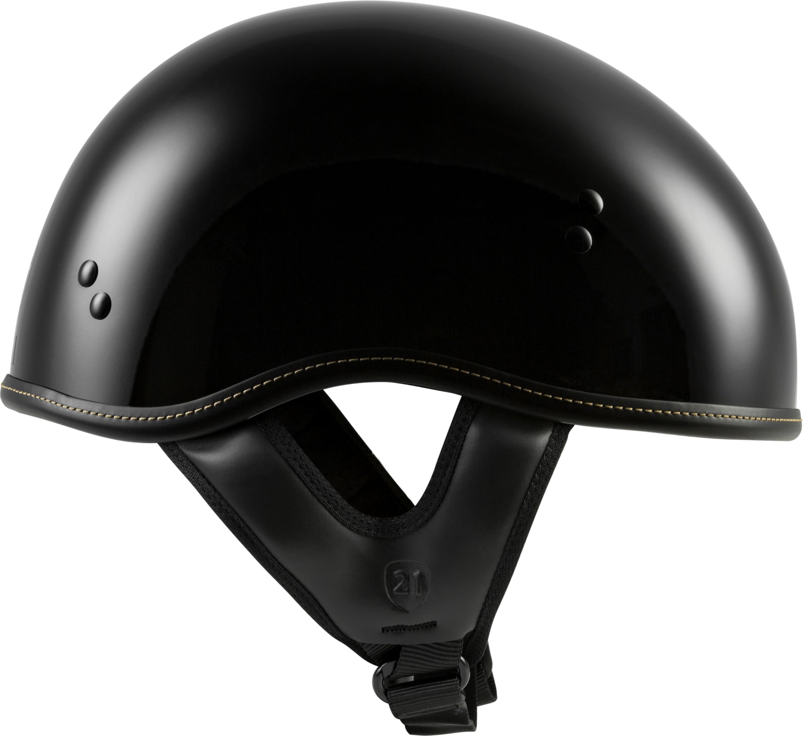 HIGHWAY 21 0.357 Motorcycle Half Helmet - DOT Approved ABS Shell, Dual D-Ring Chin Strap for Safety - Black Motorcycle Helmet for Men & Women - Perfect for Cruiser, Chopper & Street Bike Riders